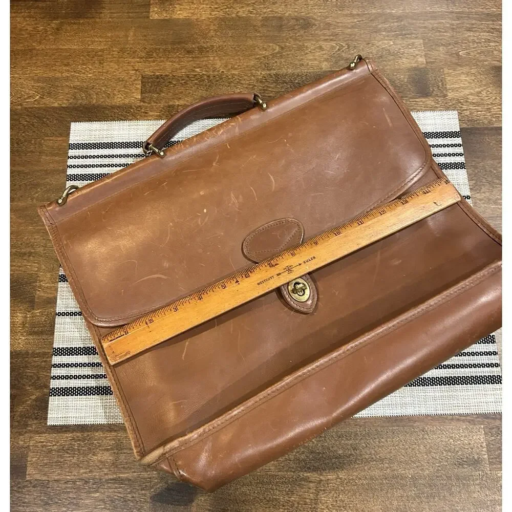 Vintage Jack Georges Leather Briefcase Crossbody Laptop Bag made in USA No Strap